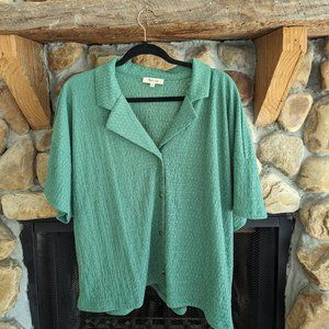 Madewell Plus Crinkle-Knit Button Front Top